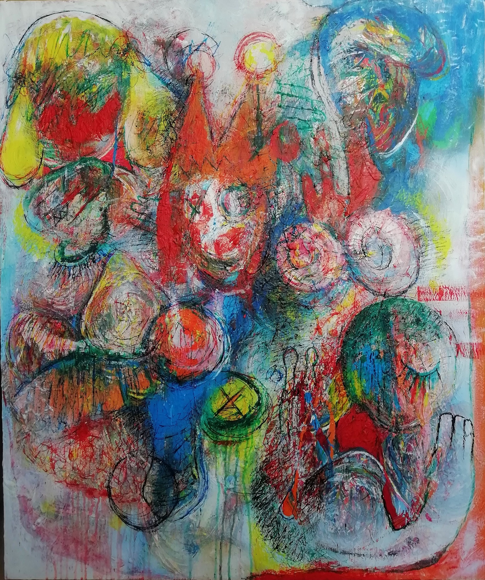 Clown and the world, 100 x 120 cm
