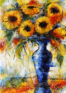 Váza plná kvetov -Slnečnice